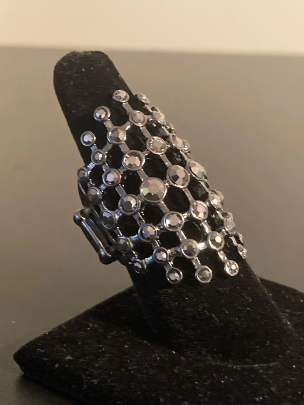 paparazzi Black Crystal Grid Statement Ring